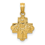 10k Yellow Gold Cross Pendant with Virgin Mary and Angels, Catholic Medallion Jewelry