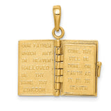 10k Yellow Gold Holy Bible Pendant, Religious Christian Scripture Charm for Women or Unisex Wear