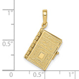 10k Yellow Gold Holy Bible Pendant, Religious Christian Scripture Charm for Women or Unisex Wear