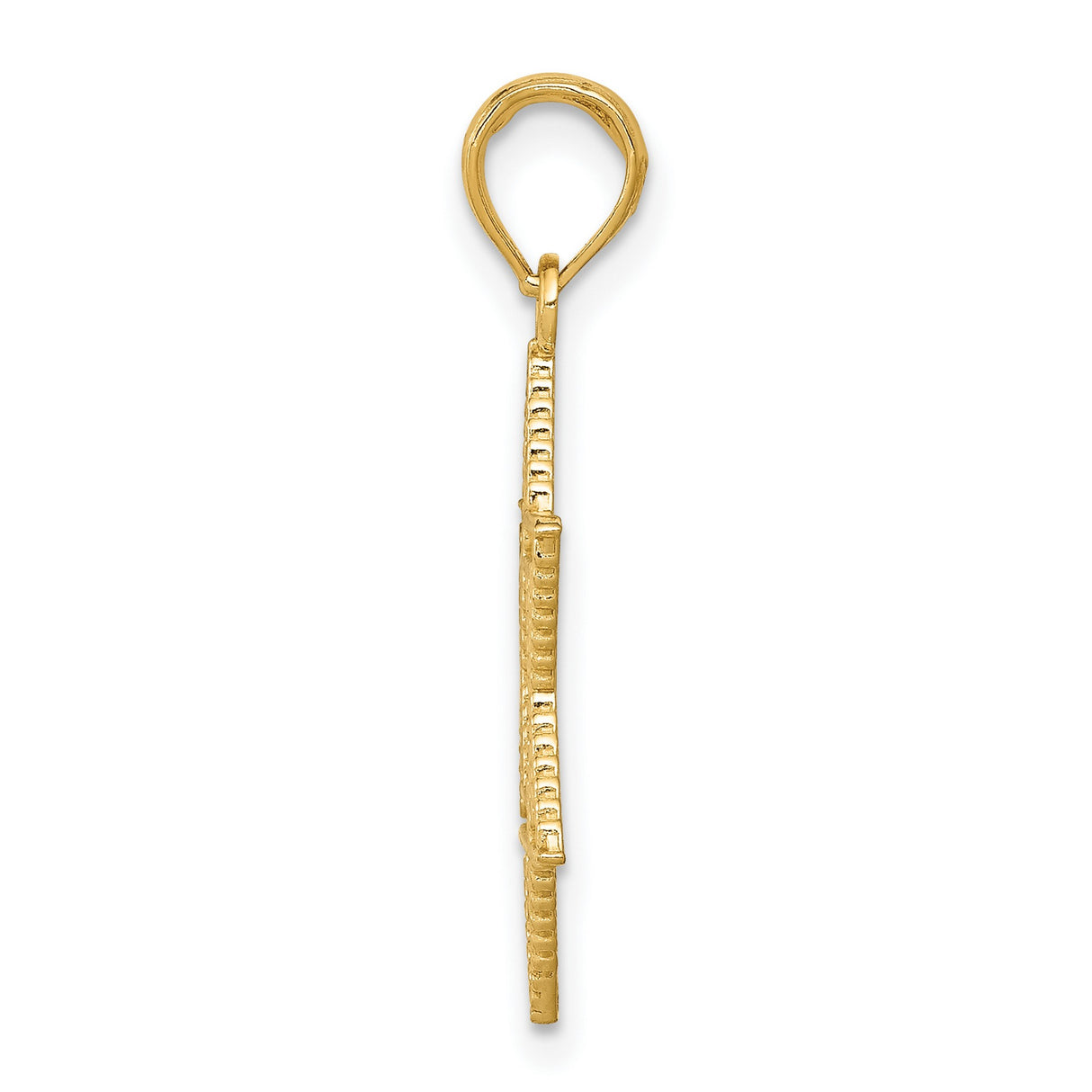 10k Yellow Gold Star of David Pendant, Detailed Textured Jewish Charm for Men or Women
