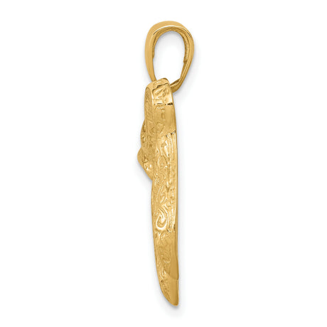 10k Yellow Gold Chai Pendant with Ornate Detailing, Jewish Hebrew Symbol Charm