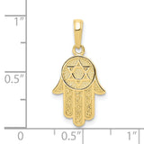 10k Yellow Gold Hamsa Pendant with Star of David, Filigree Jewish Charm, Spiritual Judaica Jewelry