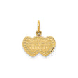 10k Yellow Gold Double Heart Pendant with Rose Border and You and Me Forever Engraving