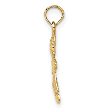 10k Yellow Gold Girl Silhouette Pendant with Pigtails and Heart Cutout, Sentimental Charm
