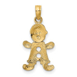 10k Yellow Gold Boy Charm Pendant with Cap and Overalls, Family Keepsake Jewelry for Mothers