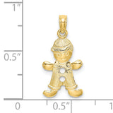 10k Yellow Gold Boy Charm Pendant with Cap and Overalls, Family Keepsake Jewelry for Mothers