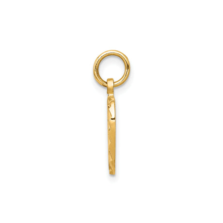 10k Yellow Gold Double Heart Pendant with Diamond Cut Starburst Detail for Women