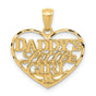 10k Yellow Gold Heart Pendant with Floral Accent, Daddys Little Girl Engraving