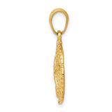 10k Yellow Gold Sand Dollar Pendant with Star Sea Design, Nautical Coastal Charm