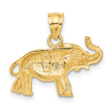 10k Yellow Gold Elephant Pendant with Raised Trunk, Symbol of Good Luck and Strength