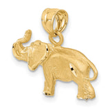 10k Yellow Gold Elephant Pendant with Raised Trunk, Symbol of Good Luck and Strength