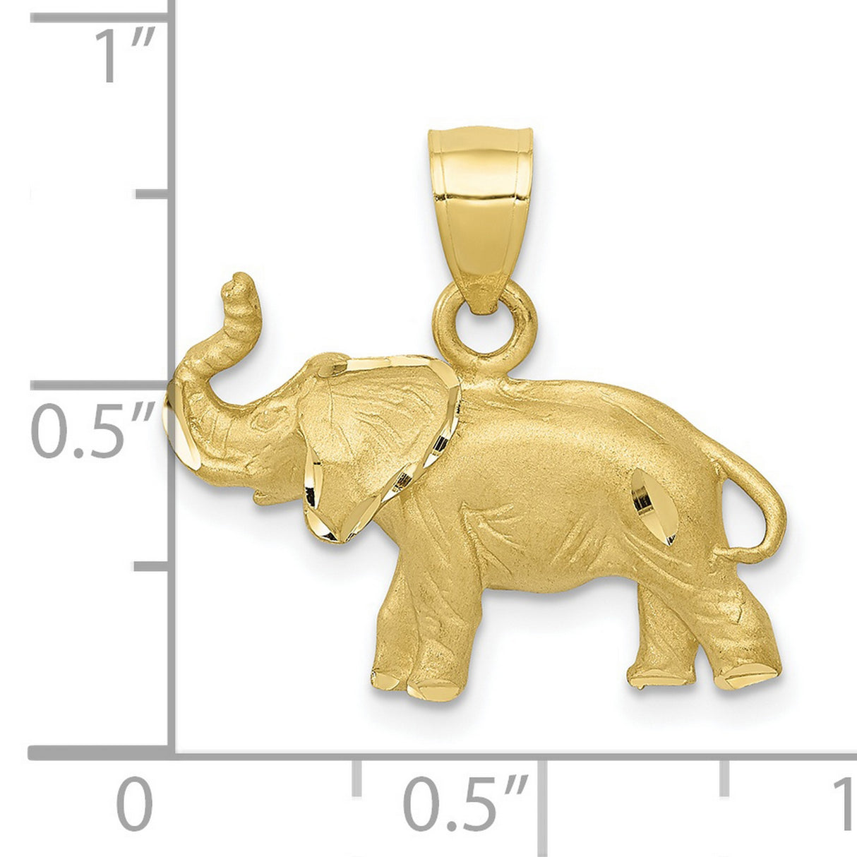 10k Yellow Gold Elephant Pendant with Raised Trunk, Symbol of Good Luck and Strength