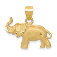 10k Yellow Gold Elephant Pendant with Raised Trunk, Symbol of Good Luck and Strength