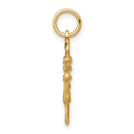 Solid Key Charm Pendant in Real 10k Yellow Gold