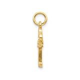 10k Yellow Gold Key Pendant with Trefoil Top, Antique Style Vintage Charm for Women