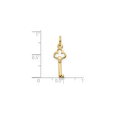 10k Yellow Gold Key Pendant with Trefoil Top, Antique Style Vintage Charm for Women
