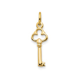 10k Yellow Gold Key Pendant with Trefoil Top, Antique Style Vintage Charm for Women