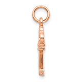 10k Rose Gold Key Pendant with Heart Trefoil Top, Vintage Inspired Symbolic Jewelry for Women