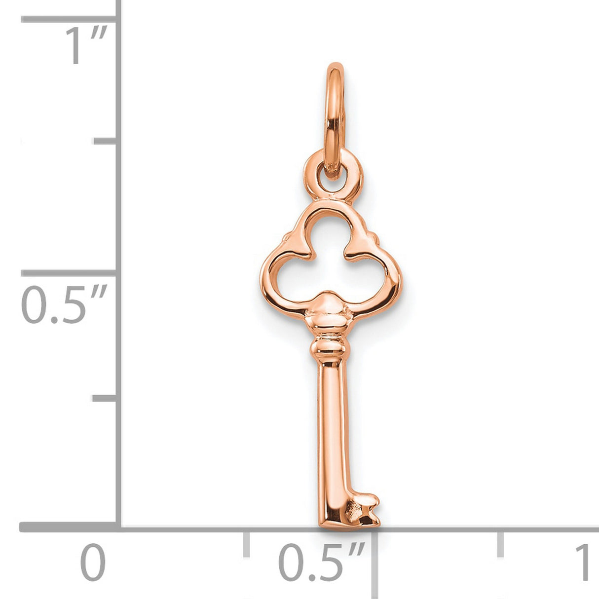 10k Rose Gold Key Pendant with Heart Trefoil Top, Vintage Inspired Symbolic Jewelry for Women