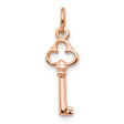 10k Rose Gold Key Pendant with Heart Trefoil Top, Vintage Inspired Symbolic Jewelry for Women