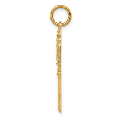 10k Yellow Gold Key Pendant with Heart Cutout, Vintage Romance Jewelry for Women