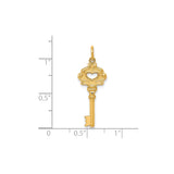 10k Yellow Gold Key Pendant with Heart Cutout, Vintage Romance Jewelry for Women