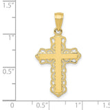 10k Yellow Gold Cross Pendant, Filigree Lace Design, Religious Faith Jewelry for Men and Women