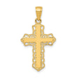 10k Yellow Gold Cross Pendant, Filigree Lace Design, Religious Faith Jewelry for Men and Women