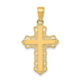 10k Yellow Gold Cross Pendant, Filigree Lace Design, Religious Faith Jewelry for Men and Women