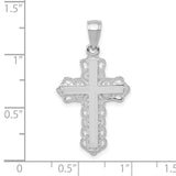 Lace Trim Cross Charm Pendant in Real 10k White Gold