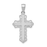 Lace Trim Cross Charm Pendant in Real 10k White Gold