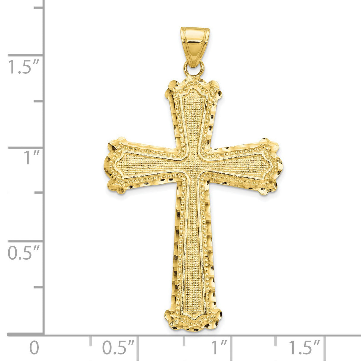 Diamond-cut Cross Charm Pendant in Real 10k Yellow Gold