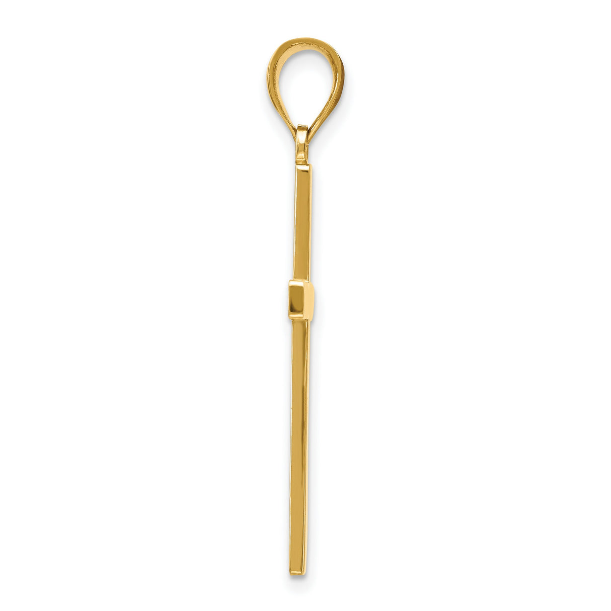 10k Yellow Gold Cross Pendant with High Polish Finish, Modern Faith-Inspired Unisex Design