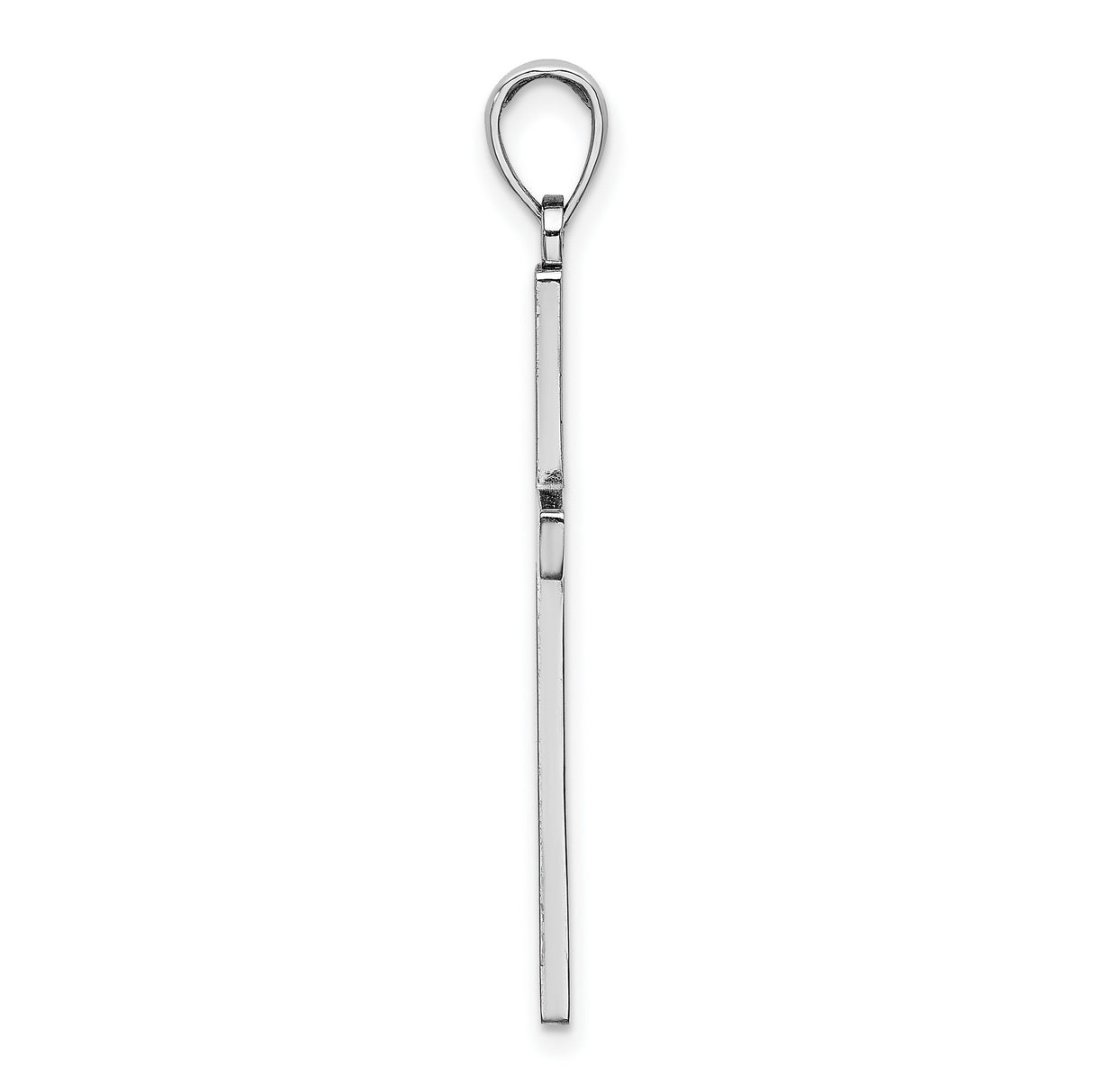 10k White Gold Cross Pendant with Mirror Finish, Minimalist Religious Design for Men and Women