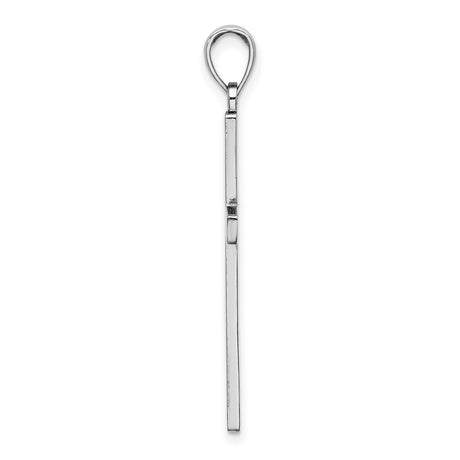 10k White Gold Cross Pendant with Mirror Finish, Minimalist Religious Design for Men and Women