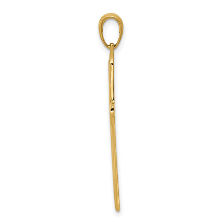 10k Yellow Gold Cross Pendant with Polished Finish and Curved Bail, Unisex Religious Charm
