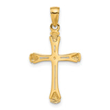 10k Yellow Gold Cross Pendant with Triangle Tips and Polished Curved Arms Religious Design