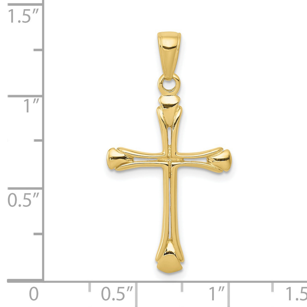 10k Yellow Gold Cross Pendant with Triangle Tips and Polished Curved Arms Religious Design