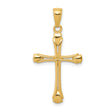 10k Yellow Gold Cross Pendant with Triangle Tips and Polished Curved Arms Religious Design