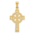 10k Yellow Gold Celtic Cross Pendant with Eternity Halo Design for Men and Women