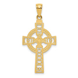 10k Yellow Gold Celtic Cross Pendant with Eternity Halo Design for Men and Women