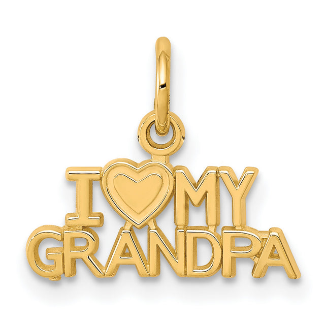 I Love My Grandpa Charm Pendant in Real 10k Yellow Gold