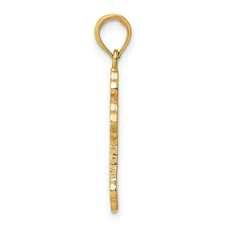10k Yellow Gold Budded Cross Pendant with Quattrofoil Design and Textured Finish