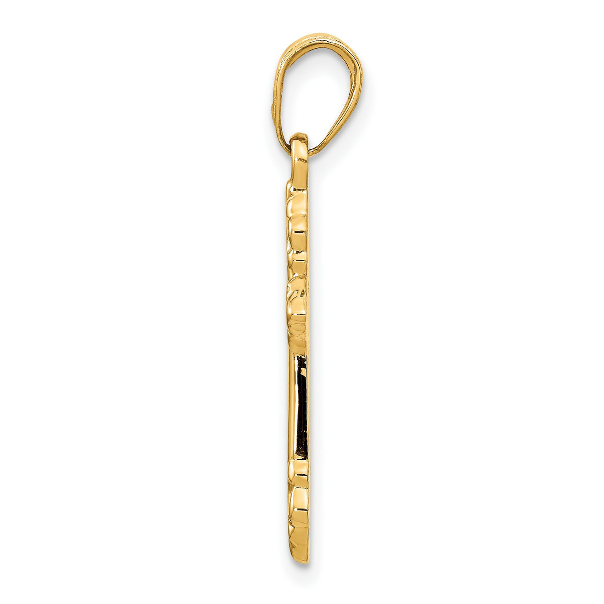 10k Yellow Gold Cross Pendant, Baroque Fleur de Lis Religious Charm for Men and Women