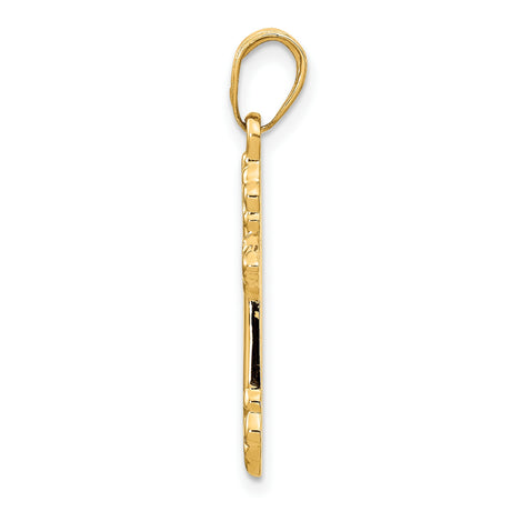 10k Yellow Gold Cross Pendant, Baroque Fleur de Lis Religious Charm for Men and Women