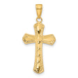 10k Yellow Gold Cross Pendant with Diamond Cut Detailing and Mirror Finish