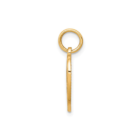 10k Yellow Gold Heart Pendant with Cutout Heart, Flower, and Mom Message for Women