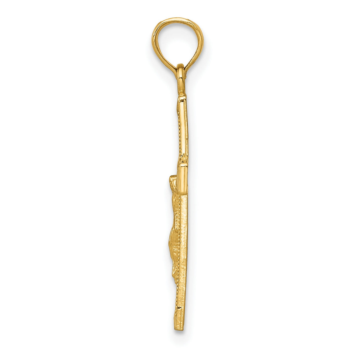 10k Yellow Gold Crucifix Pendant with Jesus Figure, Religious Latin Cross Charm Jewelry