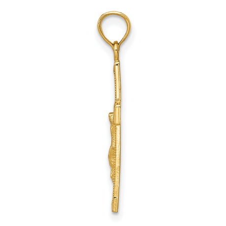 10k Yellow Gold Crucifix Pendant with Jesus Figure, Religious Latin Cross Charm Jewelry