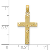 10k Yellow Gold Crucifix Pendant with Jesus Figure, Religious Latin Cross Charm Jewelry
